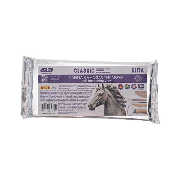 Глина самозастигаюча CLASSIC, 500 г, біла, ZB.6291