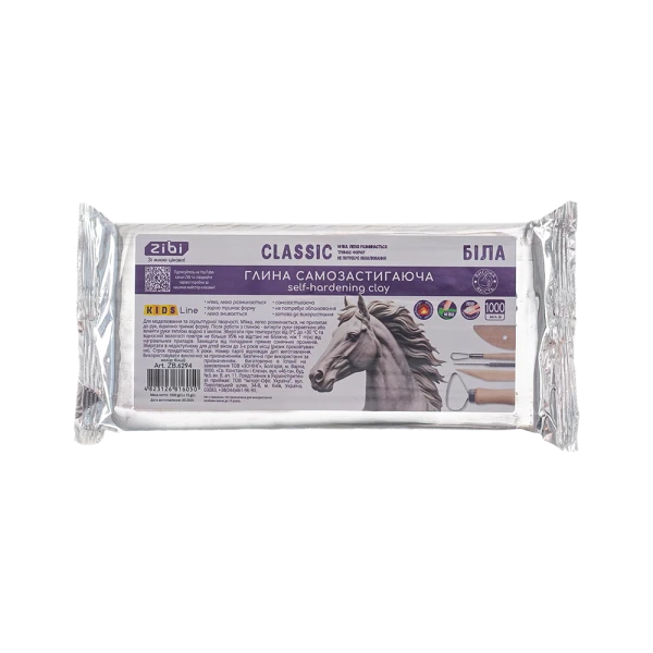 Глина самозастигаюча CLASSIC, 1 кг, біла, ZB.6294