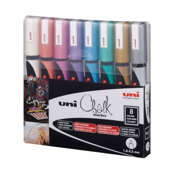 Набор маркеров uni CHALK Metallic Color, 1,8-2,5мм, 8 шт