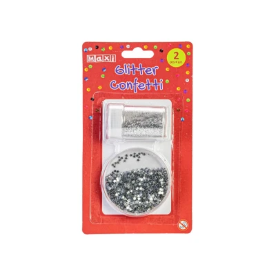 Блискітки 8г + конфетті 10г для декорування, сріблястий, MX62624 Maxi
