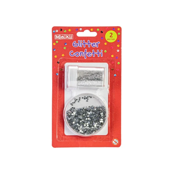 Блискітки 8г + конфетті 10г для декорування, сріблястий, MX62624 Maxi