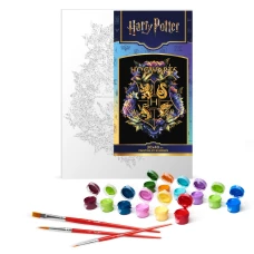 Набір для розпису по номерах WB "Harry Potter: Герб Гоґвортсу з фарбами металік" 30х40см, KHO5209