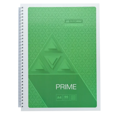 Зошит на пружині PRIME А4, 96арк., клітка, в картонній обкладинці, салатовий, BM.24451101-15