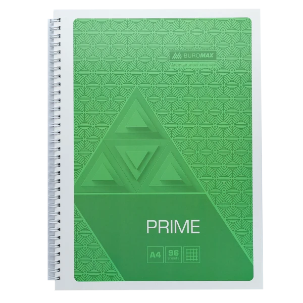 Зошит на пружині PRIME А4, 96арк., клітка, в картонній обкладинці, салатовий, BM.24451101-15