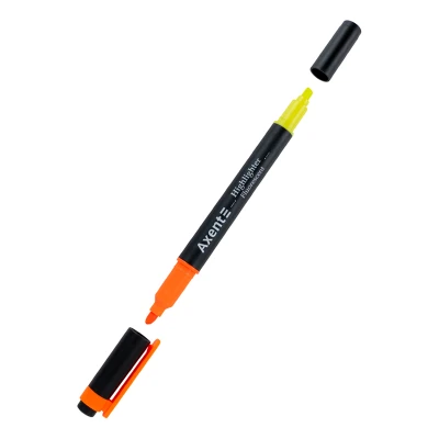 Маркер Highlighter Dual 2534-A, 2-4 мм клиноп. помаран+жовтий Axent