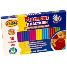 Пластилін "Чисті руки MAXI" 18кол.*20гр., стек, ECO, 7660С, Class