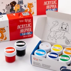 Набір акрилових фарб Cats 12*10мл, ROSA Kids