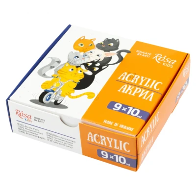 Набір акрилових фарб Cats 9*10мл, ROSA Kids