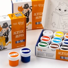 Набір акрилових фарб Cats 9*10мл, ROSA Kids