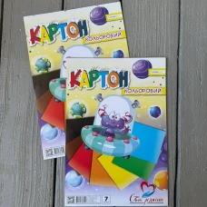 Картон кольоровий односторонній А4 7арк,/7кол., клеєний, УП-225 Скарбукра 