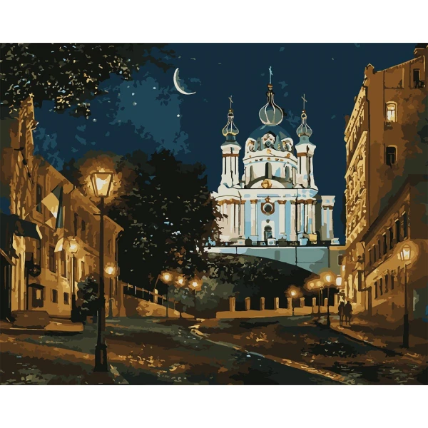 Картина за номерами SANTI "Київ у ночі", 40*50см, LED підсвітка, 956662