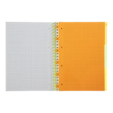 Зошит на пружині NEON, А4 (210x297), 120 арк, клітинка, 3 PVC розділювачі, PVC обклад, жовтий, BM.24349911-08