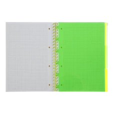 Зошит на пружині NEON, А4 (210x297), 120 арк, клітинка, 3 PVC розділювачі, PVC обклад, жовтий, BM.24349911-08