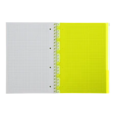 Зошит на пружині NEON, А4 (210x297), 120 арк, клітинка, 3 PVC розділювачі, PVC обклад, жовтий, BM.24349911-08