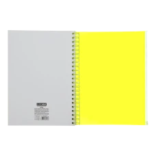 Зошит на пружині NEON, А4 (210x297), 120 арк, клітинка, 3 PVC розділювачі, PVC обклад, жовтий, BM.24349911-08