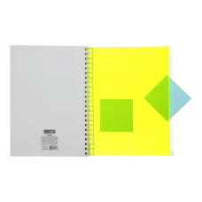 Зошит на пружині NEON, А4 (210x297), 120 арк, клітинка, 3 PVC розділювачі, PVC обклад, жовтий, BM.24349911-08