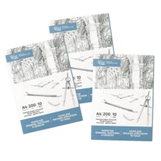 Папка для рисунку та креслення А4 (21*29,7см), 200г/м2, 10л, Дрібне зерно, ROSA Studio