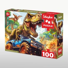 Гра-головоломка. Пазл Тиранозавр на джипі, 100 елементів, LP100-007