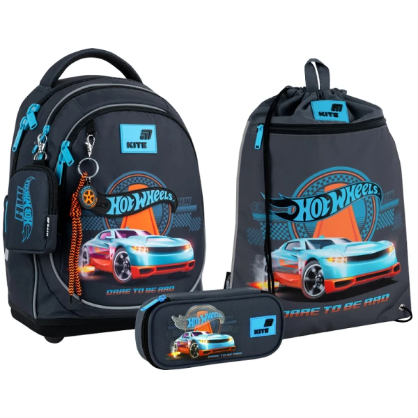 Набір рюкзак + пенал + сумка для взуття Kite SET_HW26-724S Hot Wheels