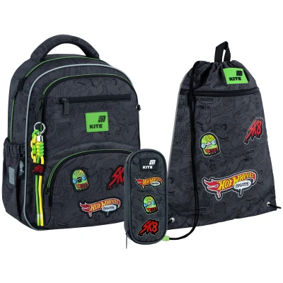 Набір рюкзак + пенал + сумка для взуття Kite SET_HW26-773M Hot Wheels