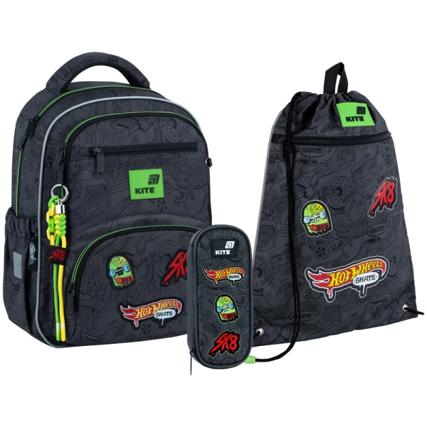 Набір рюкзак + пенал + сумка для взуття Kite SET_HW26-773M Hot Wheels