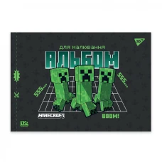 Альбом для малювання, А4 12 арк. 100г/м2, скоба з перфорацією, "Minecraft.Boom" 130593 YES