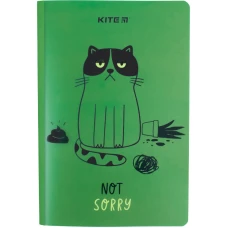 Блокнот пласт. обкл. двійна, А5+, 40 арк, кліт, Sorry cat K22-460-2 Kite