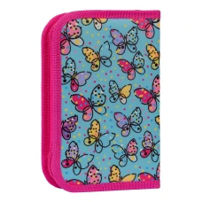 Пенал твердий Smart одинарний з двома клапанами HP-04 Bright butterflies, блакитний 532835