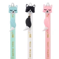 Ручка масляна YES "Color Cats" автоматична, 0,7 мм, синя, 412010