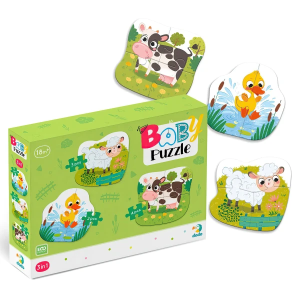 Пазл "Baby Puzzle" 3в1 "Сільські тварини" 300393 DoDo