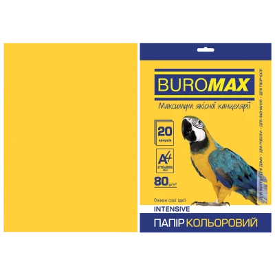 Папір кольоровий А4, 80г/м2, INTENSIV, жовтий, 20арк., BM.2721320-08