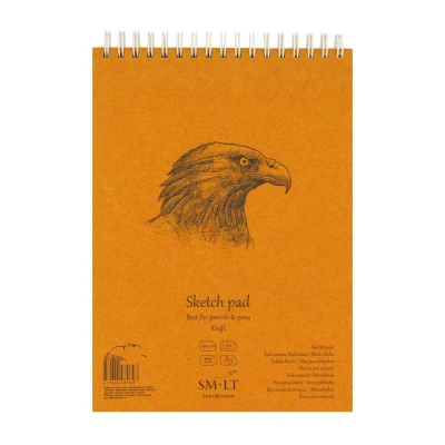 Альбом для ескізів на спіралі AUTHENTIC (Kraft) А5, 90г/м2, 60л, коричневий колір, Smiltainis