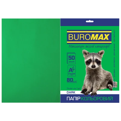 Папір кольоровий А4, 80г/м2, DARK тем.-зелений, 50арк., BM.2721450-04