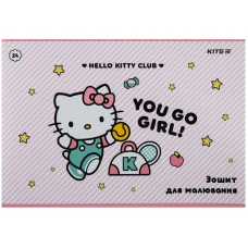 Зошит для малювання, 24 арк., скоба, cофт тач + УФ лак, Hello Kitty HK23-242 Kite