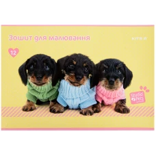 Зошит для малювання, 12 арк., скоба, софт тач + УФ лак, Studio Pets SP22-241 Kite