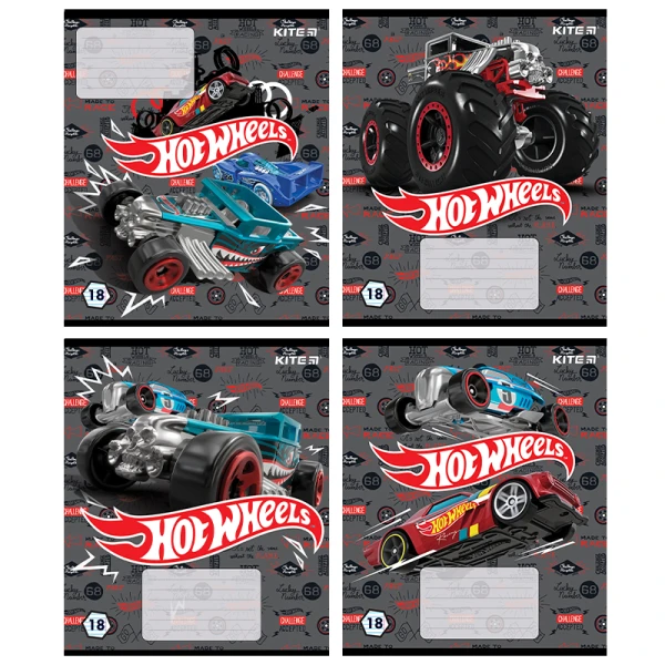 Зошит 18 арк., лінія, Hot Wheels HW20-237 Kite