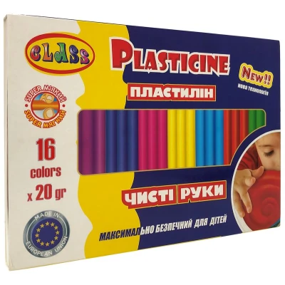 Пластилін Чисті руки MAXI 16кол.*20гр., стек, ECO, 7647С, Class