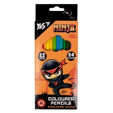Олівці кольорові двосторонні, 12/24 шт., тригранні Ninja 290707 YES