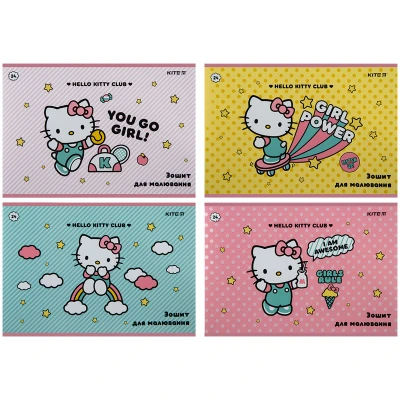 Зошит для малювання, 24 арк., скоба, cофт тач + УФ лак, Hello Kitty HK23-242 Kite