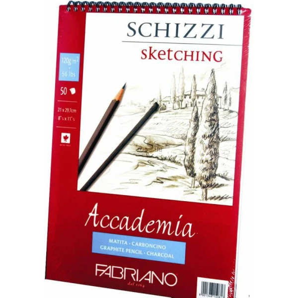 Альбом на спіралі Accademia А5 (14,8*21см) 120г/м2, 50л, дрібне зерно, Fabriano