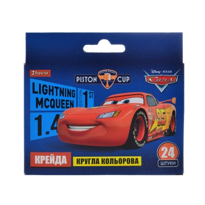 Крейда кольорова, кругла, 24шт. Cars 400199, 1Вересня