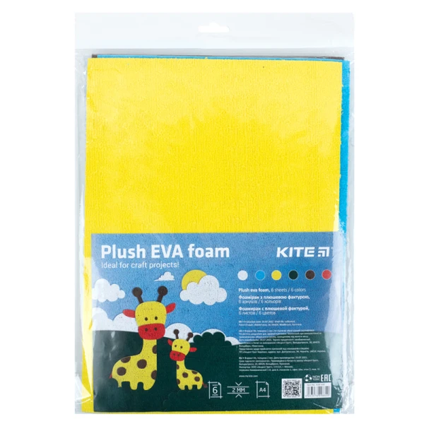 Фоаміран з плюшевою фактурою (6 арк/6кол), А4 Kite K22-432