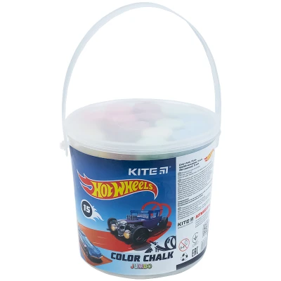 Крейда кольорова Jumbo, 15 шт. у відерці Hot Wheels HW21-074 Kite