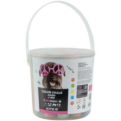 Крейда кольорова Jumbo, 15 шт. у відерці Kite Dogs K22-074