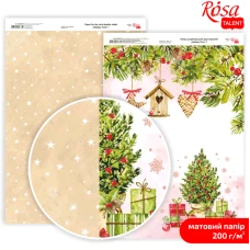 Папір дизайнерський двосторонній матовий Holiday Time 1, 21х29,7 см, 200 г/м2, ROSA Talent