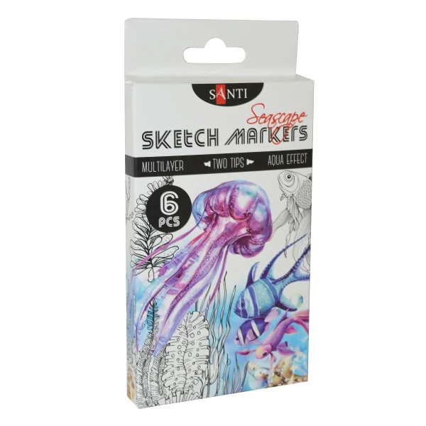 Набір маркерів "SANTI sketch" "Seascape" 6 шт/уп., 390567