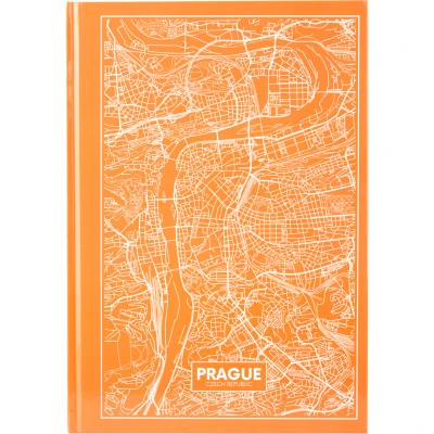 Книга записна А4, 96арк., кліт., тверда обкл., Maps Prague, персиковий 8422-542-A