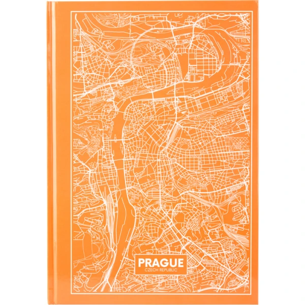 Книга записна А4, 96арк., кліт., тверда обкл., Maps Prague, персиковий 8422-542-A
