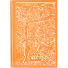 Книга записна А4, 96арк., кліт., тверда обкл., Maps Prague, персиковий 8422-542-A