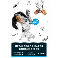 Папір кольоровий двостор. (10арк/5 неон+5 звич), А4 Kite Dogs K22-288